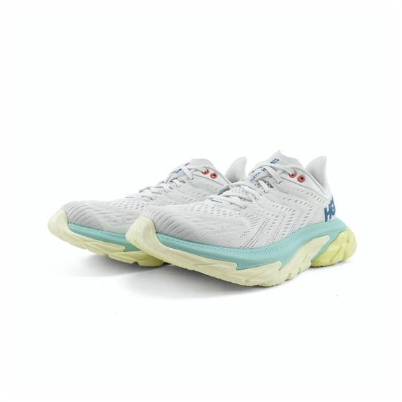 NEW HOKA women's clifton edge running shoes in blanc de blanc/blue tint - Picture 3 of 5